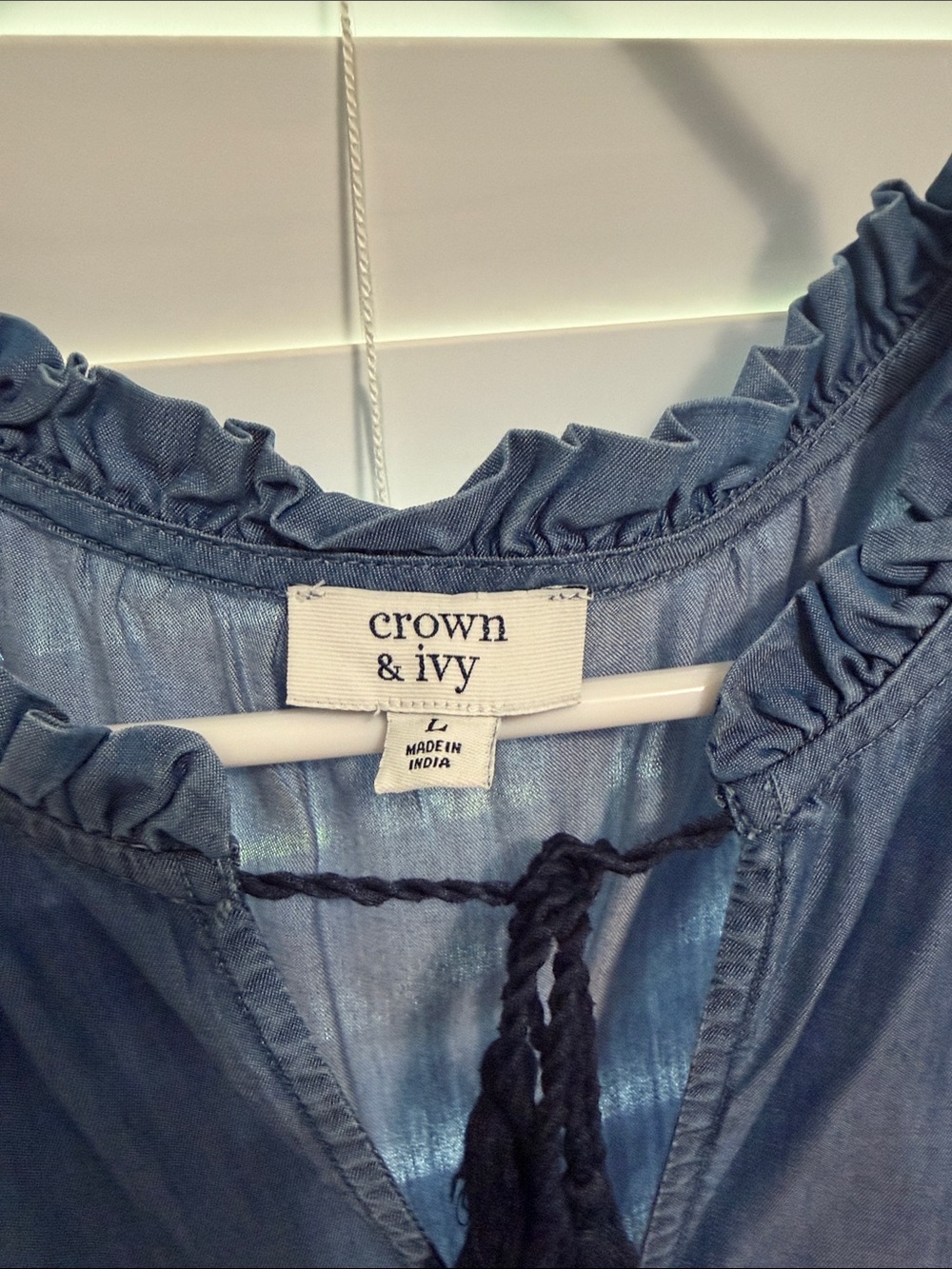 crown &Ivy Blue Jean dress  color with black trimming - Picture 4 of 6